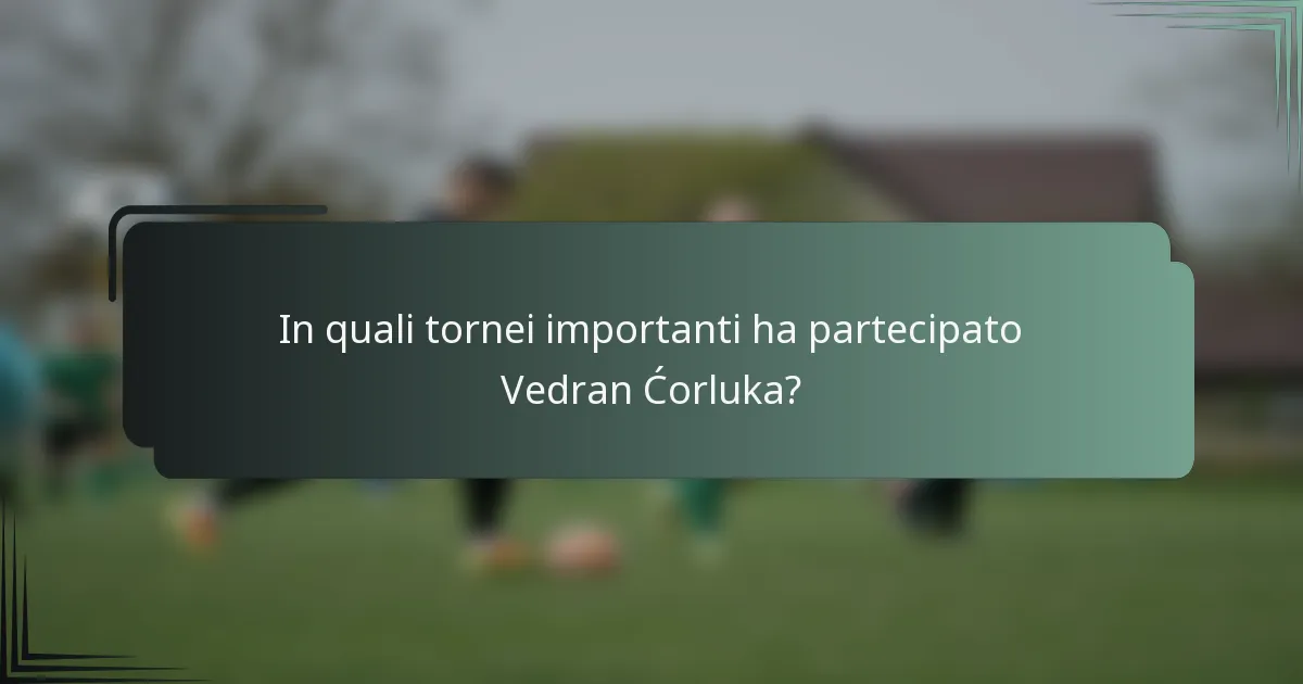 In quali tornei importanti ha partecipato Vedran Ćorluka?