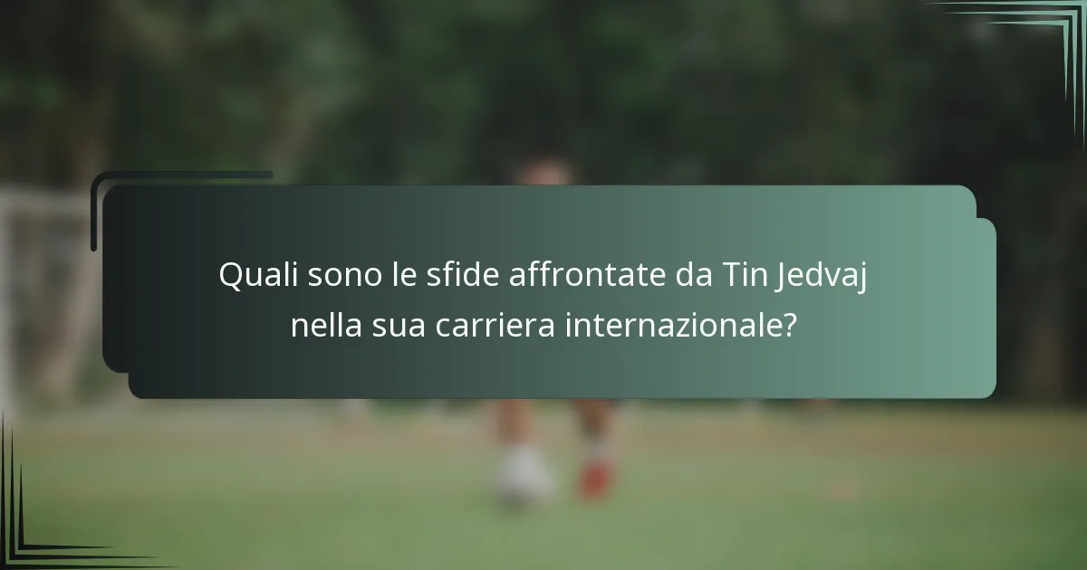 Quali sono le sfide affrontate da Tin Jedvaj nella sua carriera internazionale?